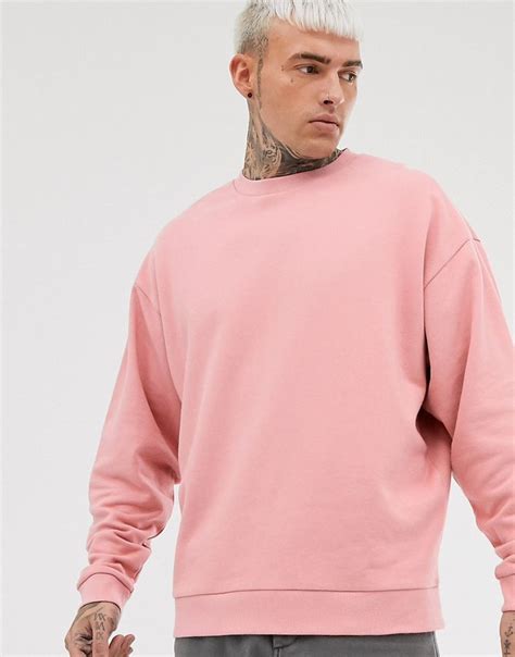 Asos Design Oversized Sweatshirt In Pink Modesens Sweatshirts