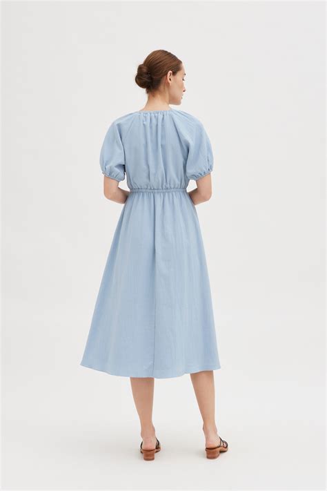 Textured Cotton Puff Sleeve Dress Our Second Nature