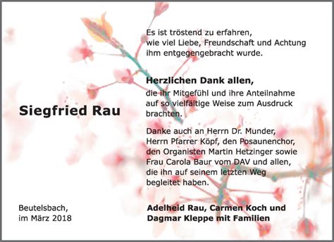 Traueranzeigen Von Siegfried Rau Zvw Trauer