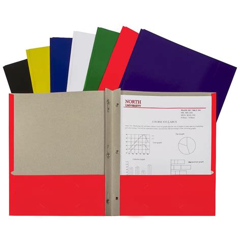 Assorted Colors Two-Pocket Paper Portfolio Folder with Prongs, Set of 48