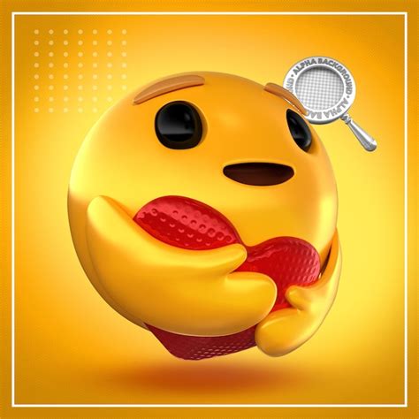 Gelbes Emoji Das Ein Rotes Herz Umarmt Premium PSD Datei