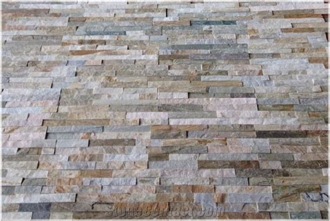 Slate Decorative Stacked Stone Veneer Facade Beige Panel From Poland