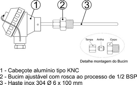 Termopar Tipo K X Mm Bucim Bsp Cabe Ote Ksc Frete Gr Tis