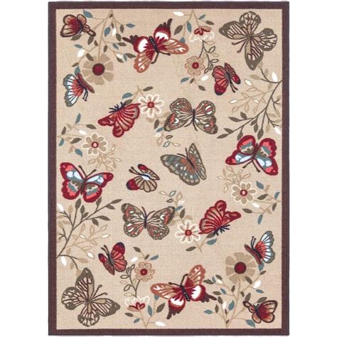 Ottomanson Contemporary Butterflies Design Beige 8 Ft 2 In X 9 Ft 10