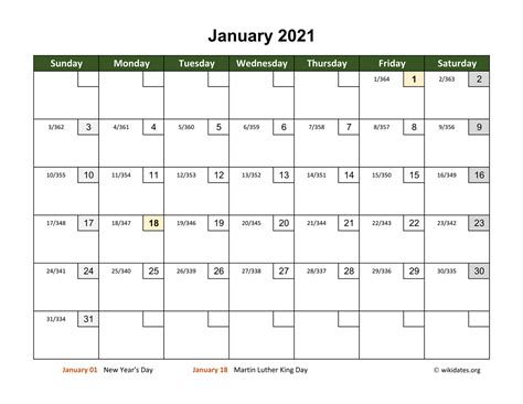 2021 Calendar Numbered Days - Printable Form, Templates and Letter