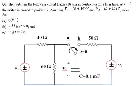 Solved The Switch In The Following Circuit Figure 8 Was In