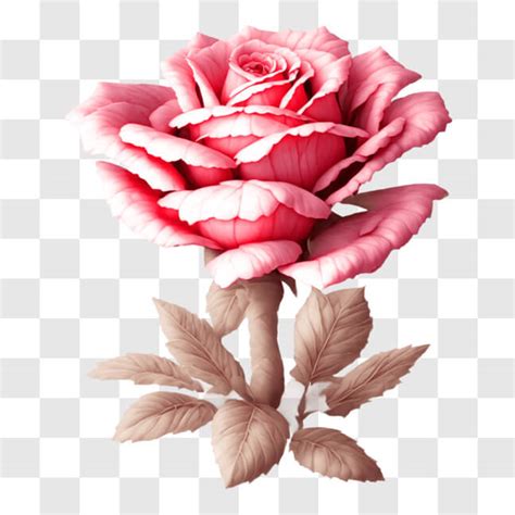 Descarga Impresionante Rosa Rosa Con P Talos Y Hojas Delicados Png En