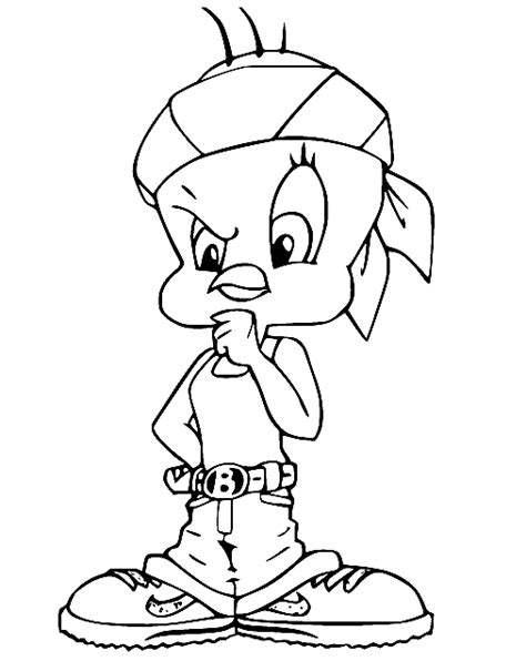 Gangster Tweety Bird Coloring Pages