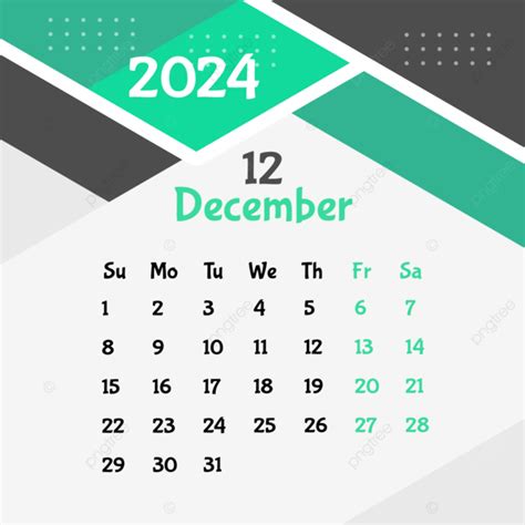 December 2024 Calendar Design Template Vector December 2024 December