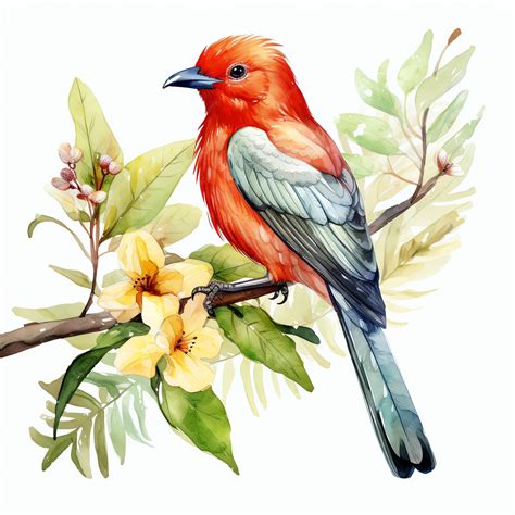 Premium AI Image | Cute Redheaded woodpecker bird watercolor
