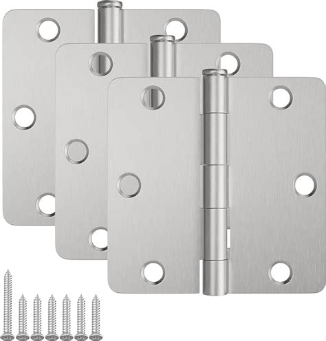 HOSOM 3 Pack Brushed Nickel Door Hinges 3 5 Inch With 1 4 Radius Fit