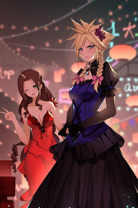 Cloud Strife And Aerith Gainsborough Final Fantasy And 2 More Drawn