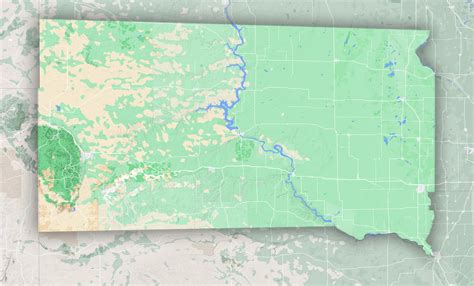 Topographic Map of South Dakota - WhiteClouds