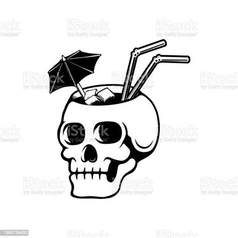 Illustration Of Cocktail Skull Summer Theme Design Element For Poster Card Banner Emblem Sign