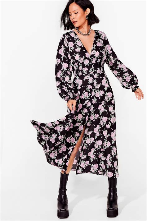 Rose Print Maxi Dress Nasty Gal