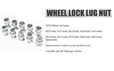 Chrome Steel Abc 0 9 Wheel Lock Key For Vw，locking Lug Nut Removal Tools Anti Theft