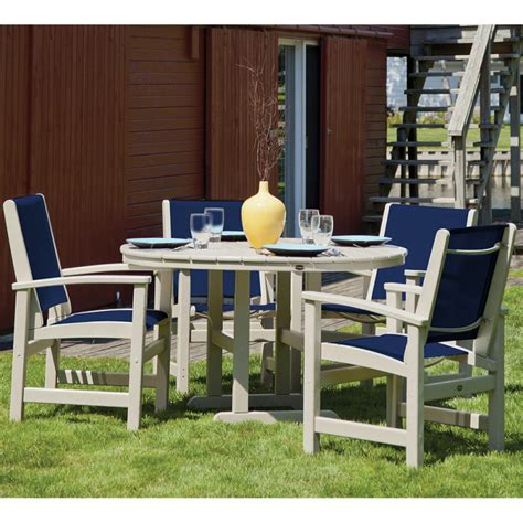 Polywood Coastal 5 Piece Round Dining Set Authenteak