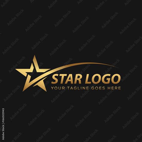 Gold Star Logo with Black Background Stock Vector | Adobe Stock