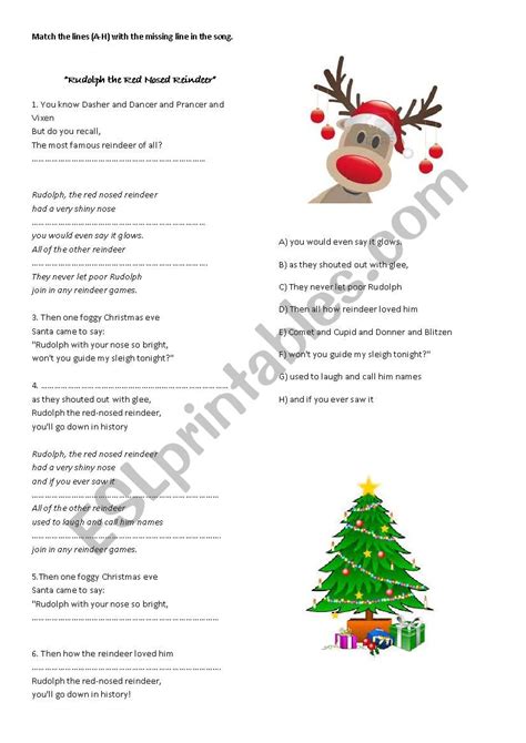 Rudolph The Red Nosed Reindeer Esl Worksheet By Olivia En