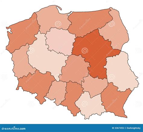 Kaart Van Polen Stock Illustratie Illustration Of Roos 3367455