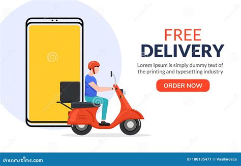 Free Delivery Boy Phone Service. Delivery Man Food or Pizza Motorcycle Service, Online Order ...