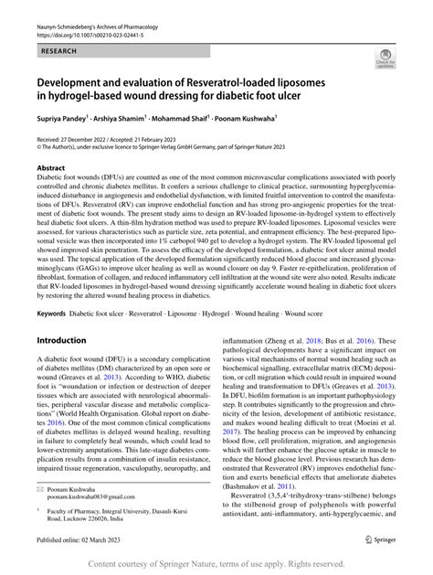 Development And Evaluation Of Resveratrol Loaded Liposomes In Hydrogel