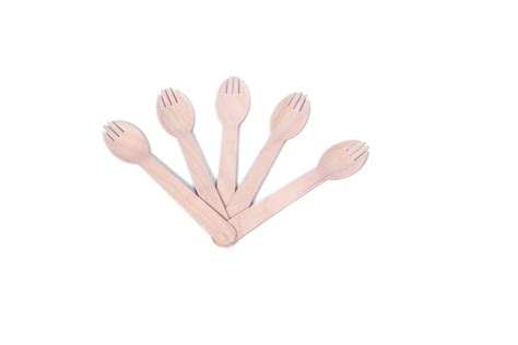 140 Mm Disposable Wooden Spork For Party Supplies Size 140mm 14cm