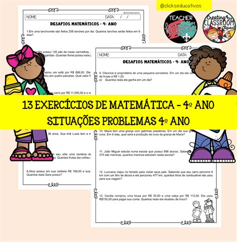 13 Desafios Matemáticos 4º Ano