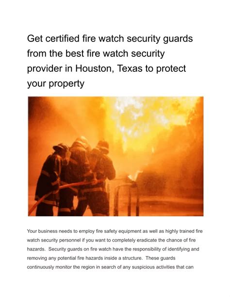 Ppt Get Certified Fire Watch Security Guards From The Best Fire Watch