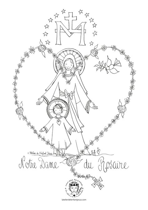 Coloriage Notre Dame du Rosaire L Atelier de l Enfant Jésus