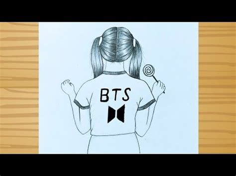 BTS girl drawing back side - pencil sketch / How to draw a girl with ...