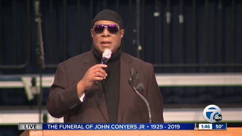 Stevie Wonder performs at John Conyers' funeral in Detroit