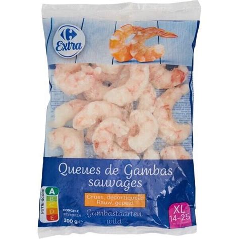 Promo Carrefour Extra Queues De Gambas Sauvages Crues D Cortiqu Es