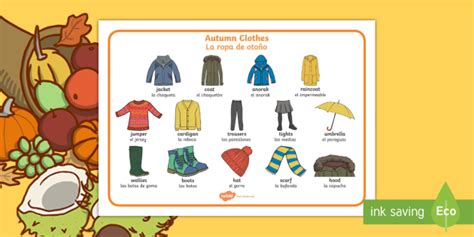 Autumn Clothes Word Mat English Spanish Teacher Made