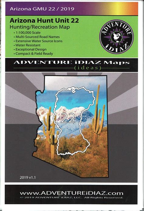 Arizona Hunt Unit 22 Hunting/Recreation Map | Wide World Maps & MORE!