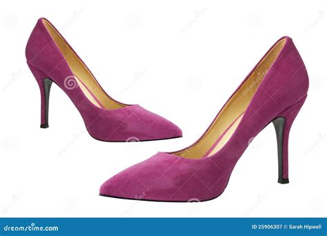 Pink suede high heels stock image. Image of isolated - 25906307