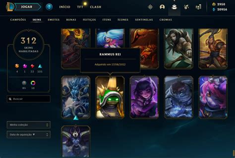 Conta Lol 312 Skins All Champions Skin Rara Rammus Rei League Of