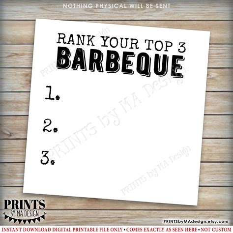 BBQ Voting Cards Barbeque Cook Off Voting Ballots 2 5 Etsy