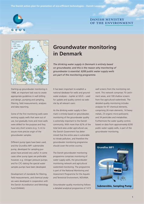 Pdf Water Extraction In M Groundwater Monitoring In Denmark