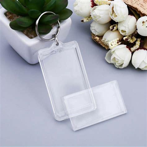 X Clear Acrylic Plastic Blank Photo Keyrings Passport Insert Uk Ebay