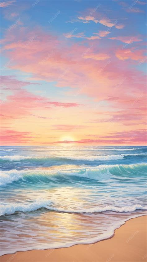 Premium AI Image | a watercolor painting of a sunset over a beach.