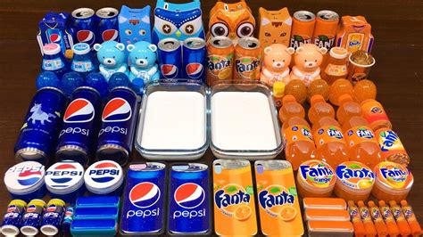 PEPSI Vs FANTA Mixing Random Things Into Glossy Slime Satisfying