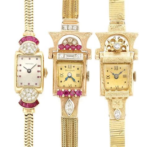 Three Gold Rose Gold Diamond And Ruby Wristwatches Wrist Watch Art