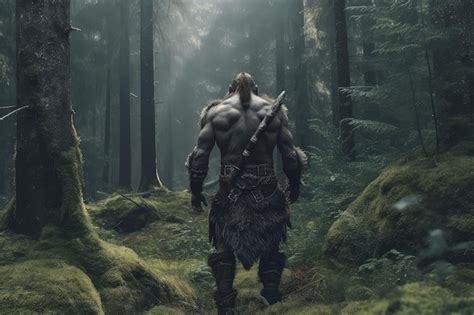 Premium AI Image Orc Man Forest Generate Ai