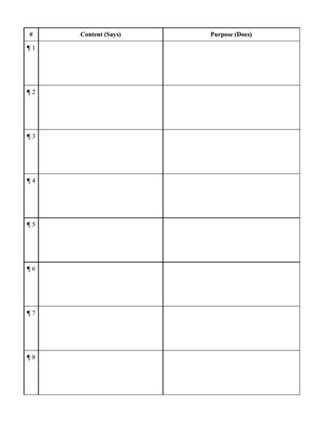 Reverse Outline Template - University Writing Center Download Printable ...