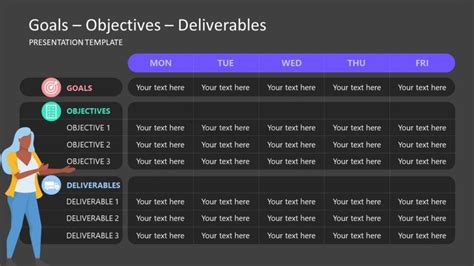 Dark Background Free Goals And Deliverables Presentation Slide Slidemodel