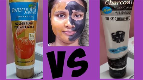 Everyuth Golden Glow Peel Off Vs Charcoal Mask Cream Comparing Between