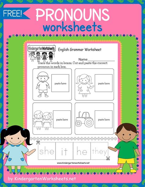 Kindergarten Pronouns Worksheets | English grammar worksheets, Pronoun ...