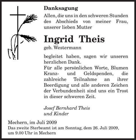 Traueranzeigen Von Ingrid Theis Saarbruecker Zeitung Trauer De