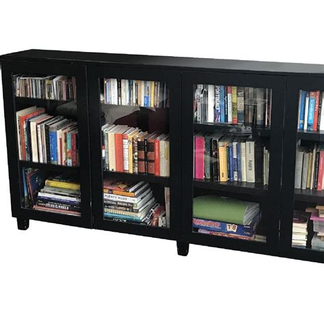 Black Bookcase With Glass Doors House Elements Design